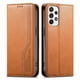 thumbnail image 1 of Funda tipo cartera para Samsung Galaxy A52 5G de piel con cierre magnético, ranuras para tarjetas y correa para la muñeca Marrón, 1 of 6