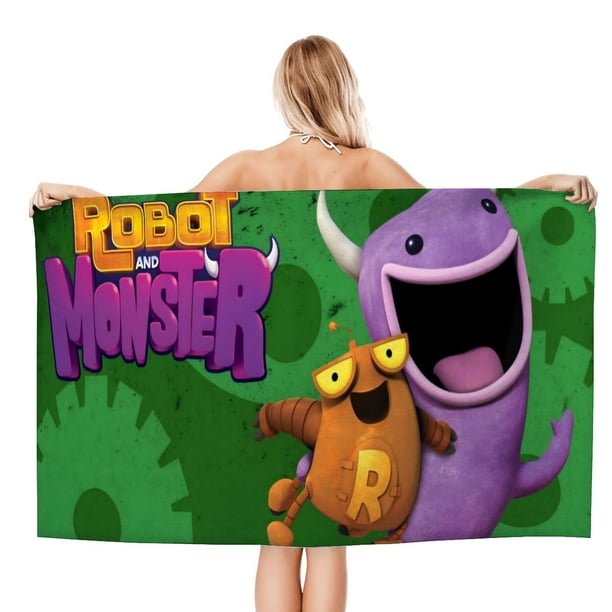 Monstruo Robot Toalla de playa de secado rápido con diseño temático, regalo para mujeres y niñas, ideal para cumpleaños, fans, amantes de la música, uso en la playa o al aire libre, 78 × 180 cm