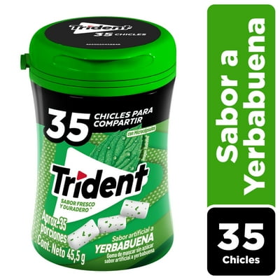 Chicle Sin Azúcar Botella Sabor Yerbabuena 45,5 G Trident