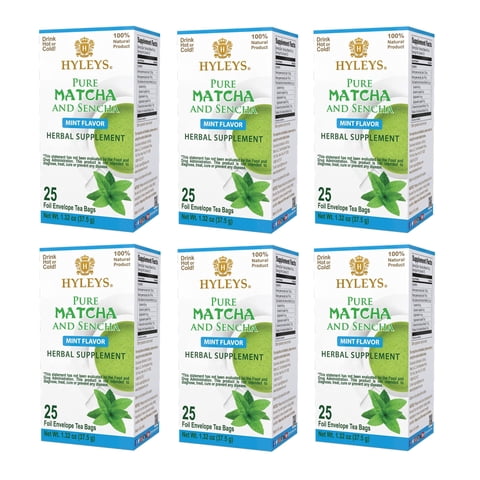 Bolsitas De Té Matcha Tea Hyleys Con Menta, 150 Bolsas (Paquete De 6)