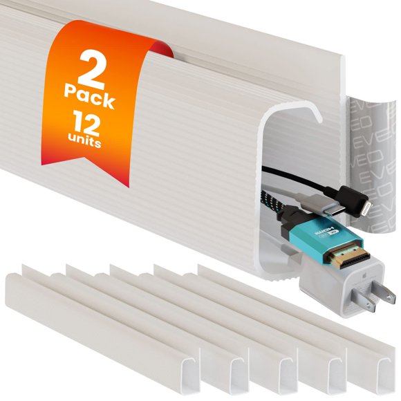 Canaleta de gestión de cables EVEO 244 cm blanco, kit de 12 unidades