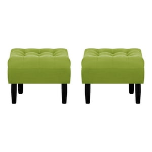 Bodevir - Set Pouf Wood 1C Felpa 00 Pistacho