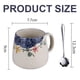 thumbnail image 3 of Taza de cerámica para leche con tapa y cuchara, taza de café con tapa, taza de capuchino de cerámica gruesa de 400 ml, taza japonesa pintada a mano, taza de agua esmaltada, taza grande para desayuno., 3 of 6