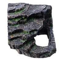 Magideal - Descarga De Cavidad De Reptiles, Escondite De Roca De Resina, Decoración De Acuario De Reptiles, Accesorios De Contenedores De Escenario Desnudo Para