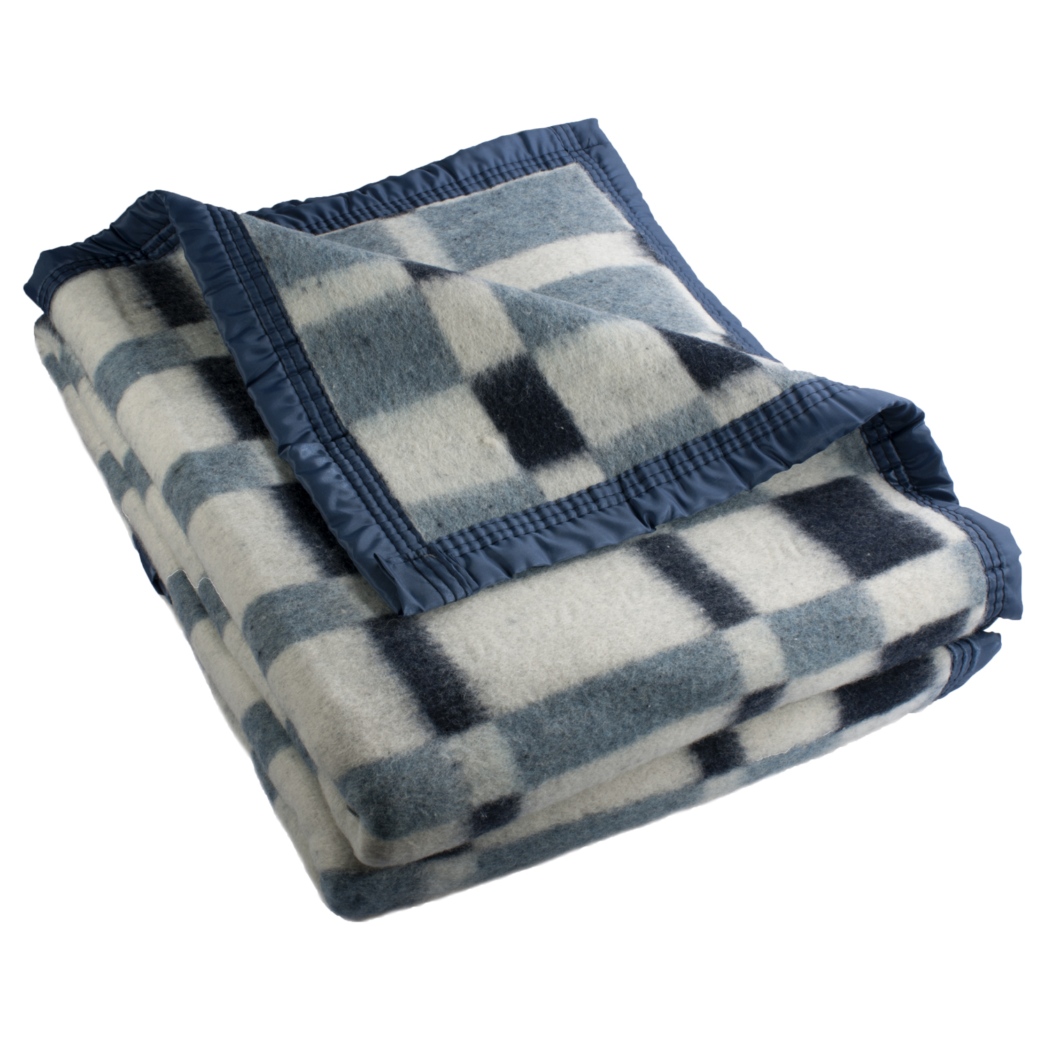 Andes - Frazadda 50% Lana Cuadros Azul 2 Plazas