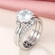thumbnail image 2 of 2pc 925 Silver Plated Zircon Crystal Ring Set - Perfect Anniversary, Bridal, Engagement, and Wedding Jewelry, 2 of 4