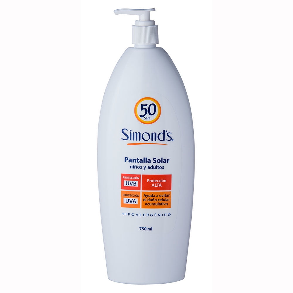 Pantalla Solar Spf 50 Niños Y Adultos Simonds 750 Ml