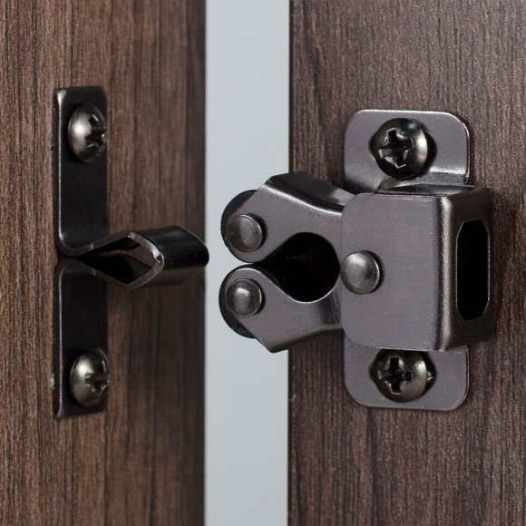 Keenkee Cabinet Latch Double Roller Catch, Black Nickel, 4 piezas