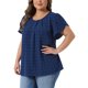 thumbnail image 4 of Agnes Orinda Blusas de Verano para Mujer Tallas Grandes de Pascua con Cuello Redondo de Lunares Suizos y Mangas Cortas de Tulipán con Pliegues en el Frente 4X Azul, 4 of 6
