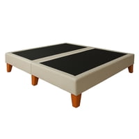 Ethan Desing - Base De Cama 2 Plazas Beige En Lino