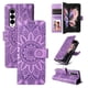 thumbnail image 2 of Funda tipo cartera FOXDOCK para Samsung Galaxy Z Fold 3 , diseño girasol en relieve, cuero PU, cierre magnético, soporte y tarjetero, 2 of 5