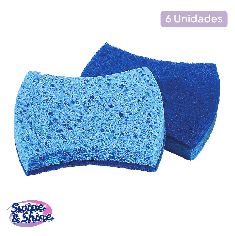 Set 6 Esponjas Celulosa Anti Rayas Swipe & Shine 1 Un