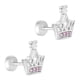 thumbnail image 2 of Aros de corona de princesa de plata de 925 con circones rosados para niñas, 2 of 2
