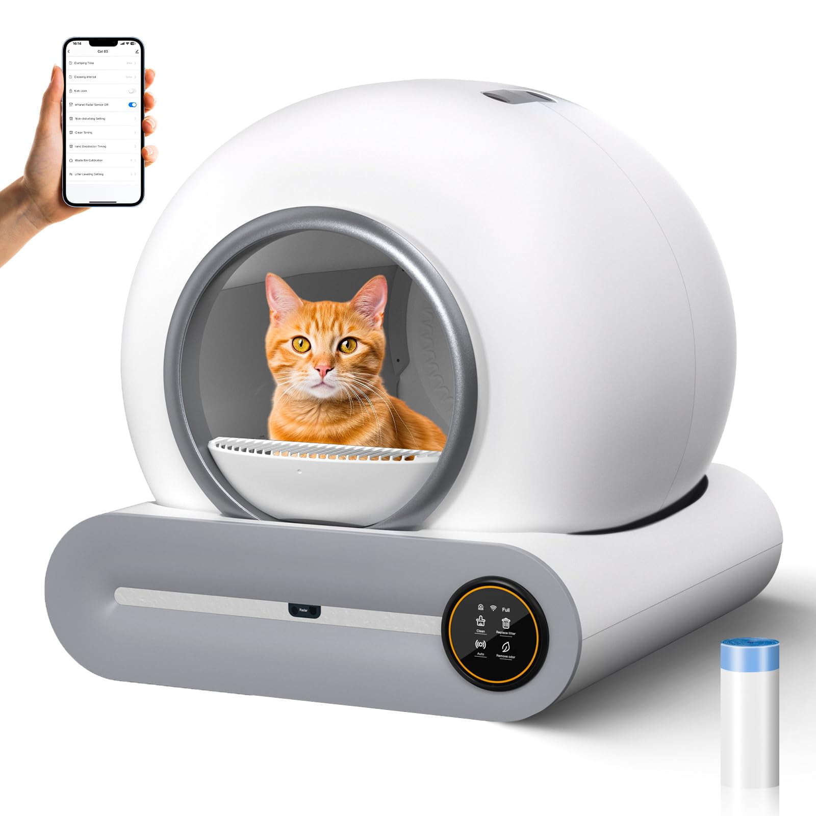 Caja De Arena Automática Para Gatos Hervigour 65l/9l Con Autolimpieza