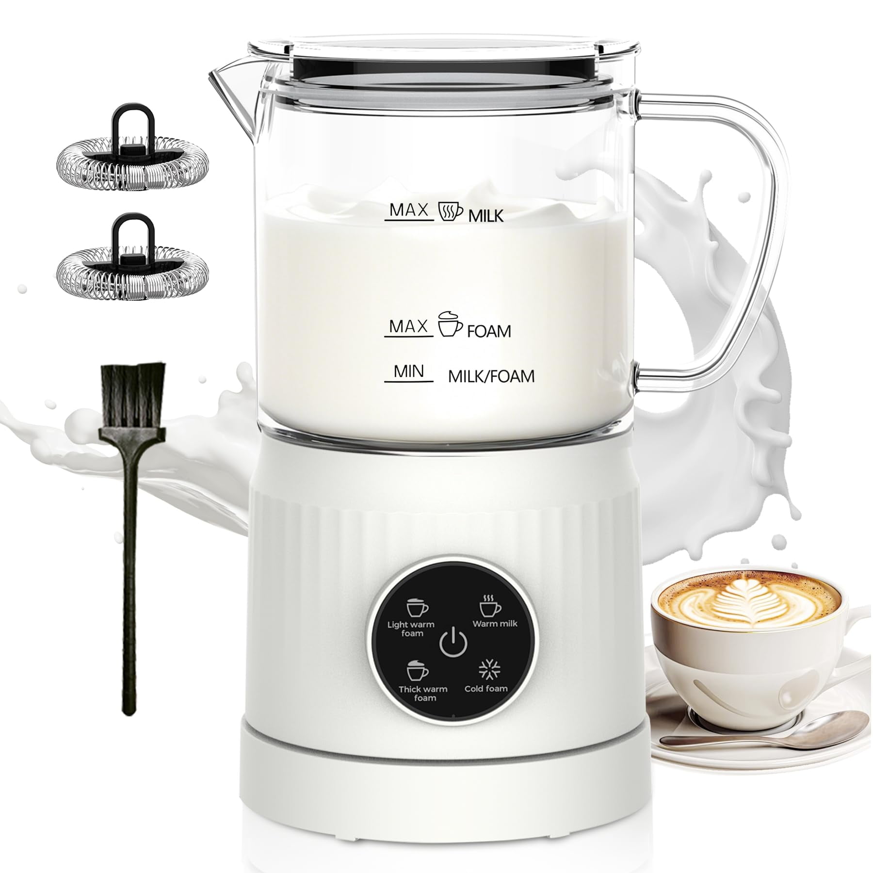 Espumador De Leche Casimhu Eléctrico 4 En 1 Con Pantalla Táctil Led De 400 Ml