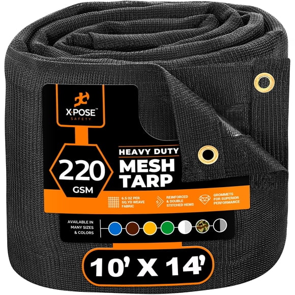 Lona de malla Xpose Safety, resistente, 3 x 4 m, negra, con flujo de aire