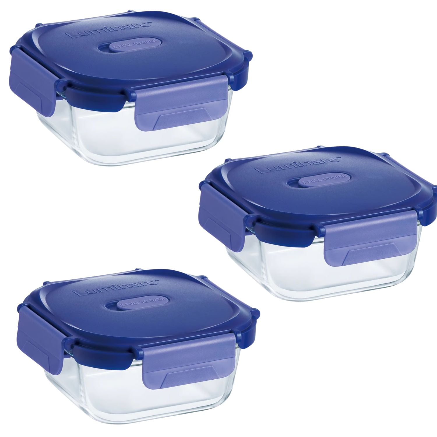 Pack 3 Contenedores Vidrio Hermético Cuadrado 520ml Luminarc