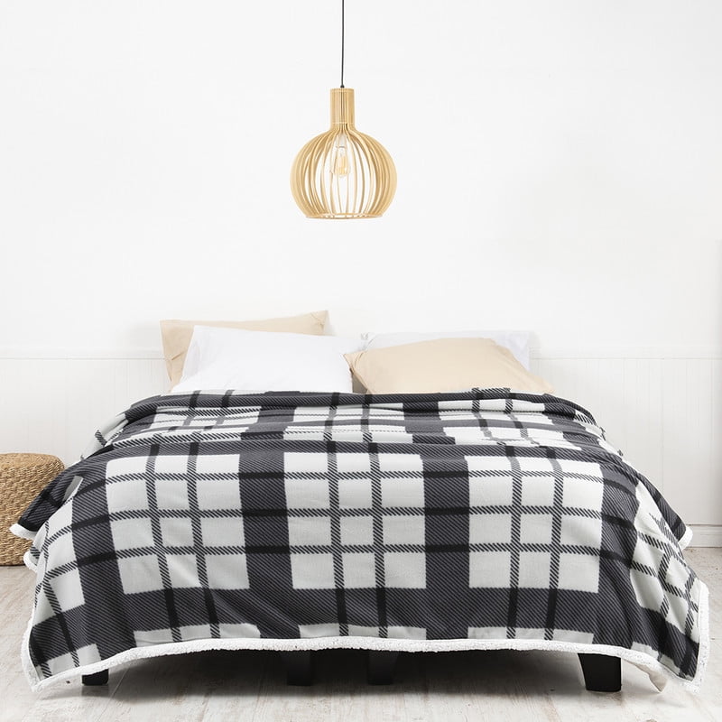 Mashini - Frazada Polar-sherpa Estampada 1.5 P Tartan Gris