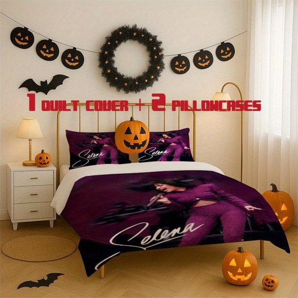 3pcs Selena Purple Diamond Stage bedding Featuring a Soft Duvet Cover And Two Pillowcases