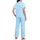 thumbnail image 3 of INSPIRE CHIC Conjunto de Pijama para Mujer Manga Corta Ropa de Dormir Camisones Botón Abajo Estampado de Patrón Cuello con Solapa Cintura Elástica Pantalones de Pierna Ancha Recta L Azul, 3 of 6