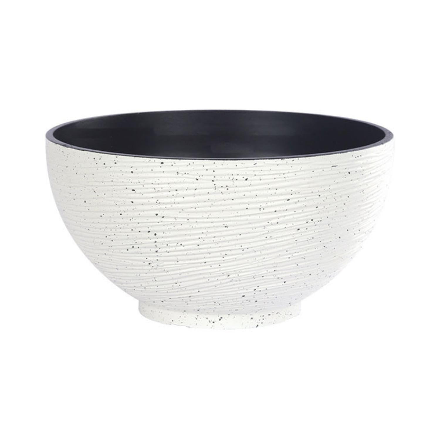 Fliperex - Macetero Plastico Semi Esfera Premium Diseño A Rayas M Blanco