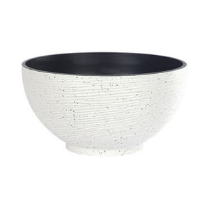 Fliperex - Macetero Plastico Semi Esfera Premium Diseño A Rayas M Blanco