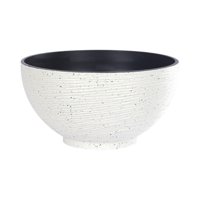 Fliperex - Macetero Plastico Semi Esfera Premium Diseño A Rayas M Blanco