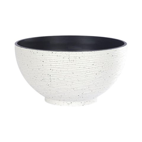 Fliperex - Macetero Plastico Semi Esfera Premium Diseño A Rayas S Blanco