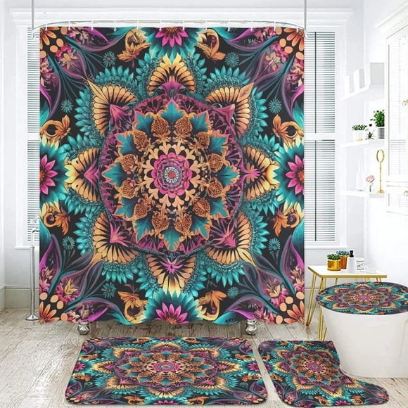 Set De Baño Myst Design 4 Piezas 71 X 71 Pulgadas Floral Multicolor