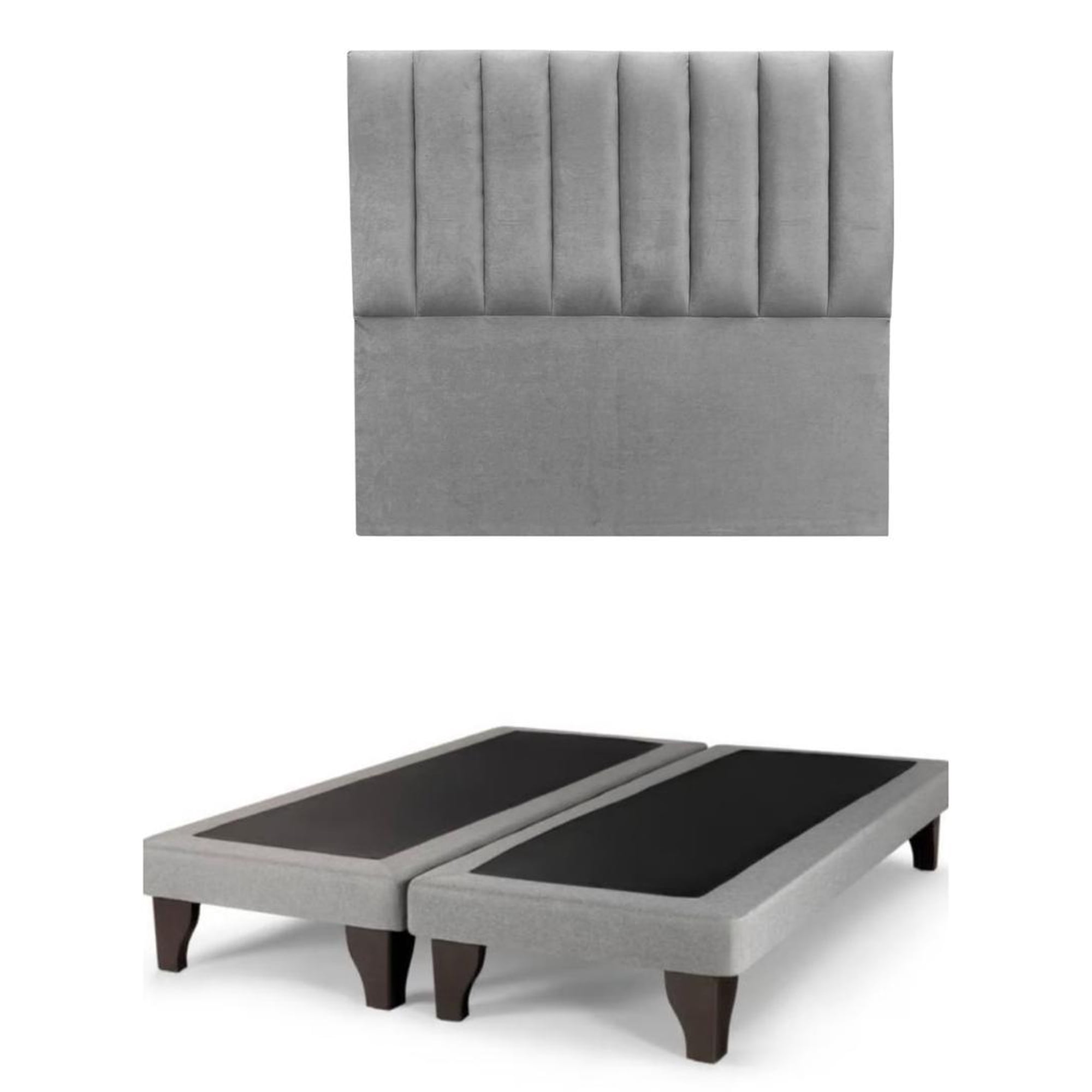 Kerabaalshop - Base De Cama Mas Respaldo De 2 Plazas 150x200cm Lino Gris Claro