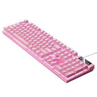 Magideal - Mecánico Para Juegos Con Cable Efectos De Iluminación Led Usb Cómodos Controles Multimedia Respuesta Rápida 104 Teclas Para Pc Computadora De Rosa