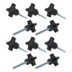 thumbnail image 1 of Knobs POWERTEC 1/4-20 de 4 puntos con 2 pernos roscados, paquete de 10, 1 of 5