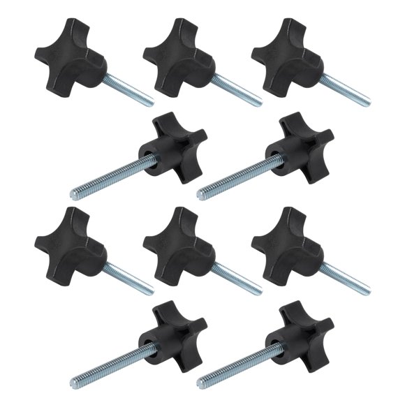 Knobs POWERTEC 1/4-20 de 4 puntos con 2 pernos roscados, paquete de 10