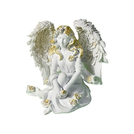 Sungmor - Estatua De ángel De Hierro Fundido, Cifras De Hadas De Color Café Rústico, Colección Creative Angel Pixie, Decoración De Computadora Para Interiores Y Exteriores
