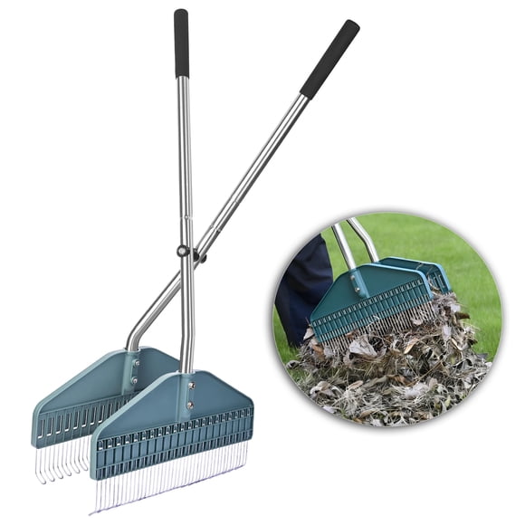 Recogedor de hojas YEELOR ligero de 1.65 m de largo y 1.8 kg con cabezal de rastrillo