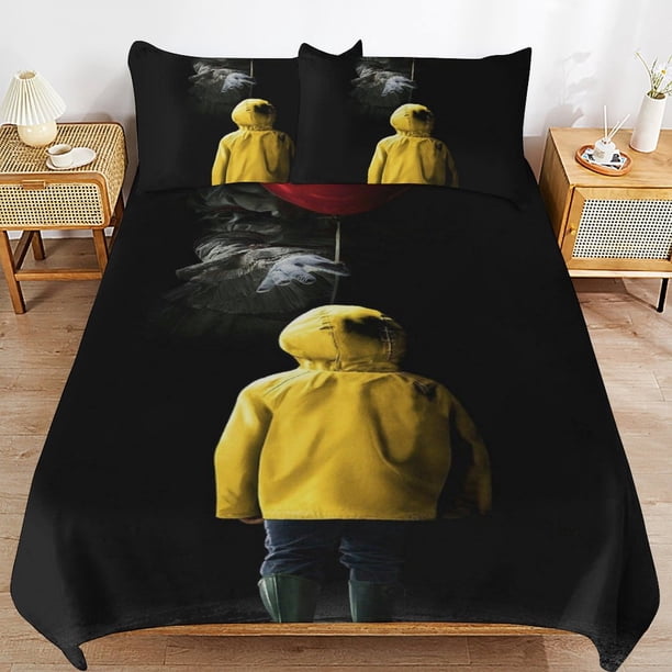 Pennywise Bedding Set Duvet Cover Comfortable and Lightweight Cartoon Bedding 3 Piece Bed Set