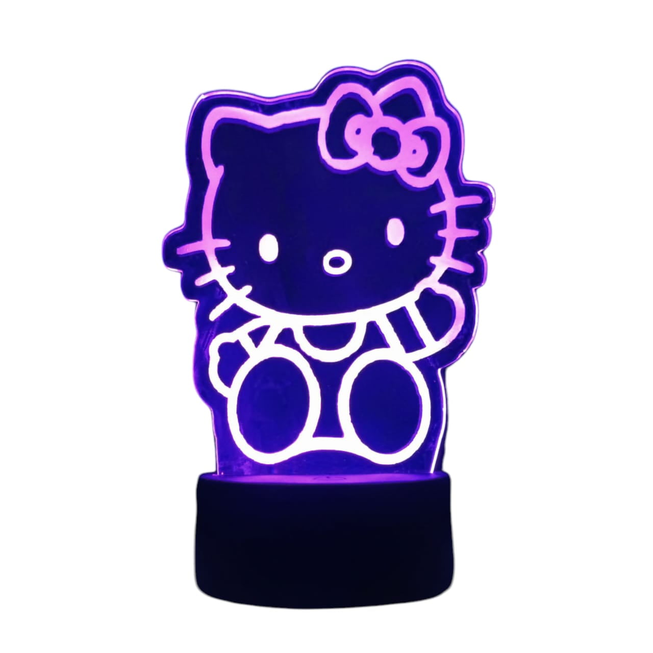Lelumania - Lampara Ilusion 3d Hello Kitty De 7 Colores, Base Touch