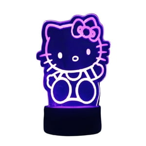 Lelumania - Lampara Ilusion 3D Hello Kitty De 7 Colores, Base Touch