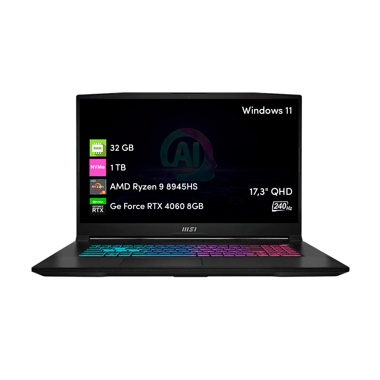 Notebook Gamer Msi Katana Ryzen 9 32Gb 1Tb Ssd Rtx4060 17.3 Fhd 144 W11