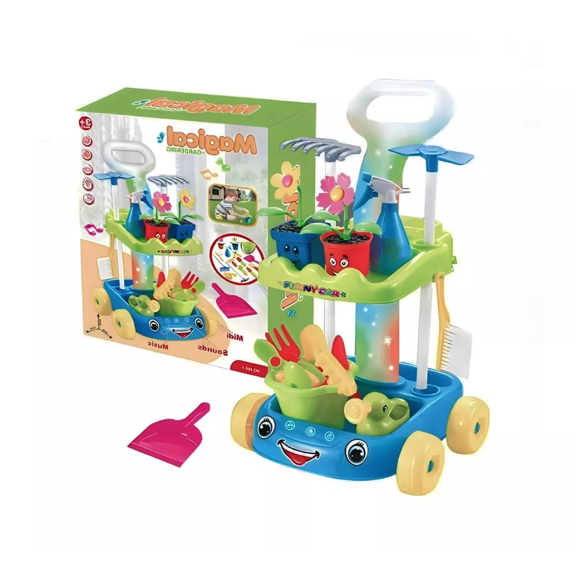 Genérico - Carrito De Jardineria Infantil Con 13 Accesorios Luz Y Sonidos