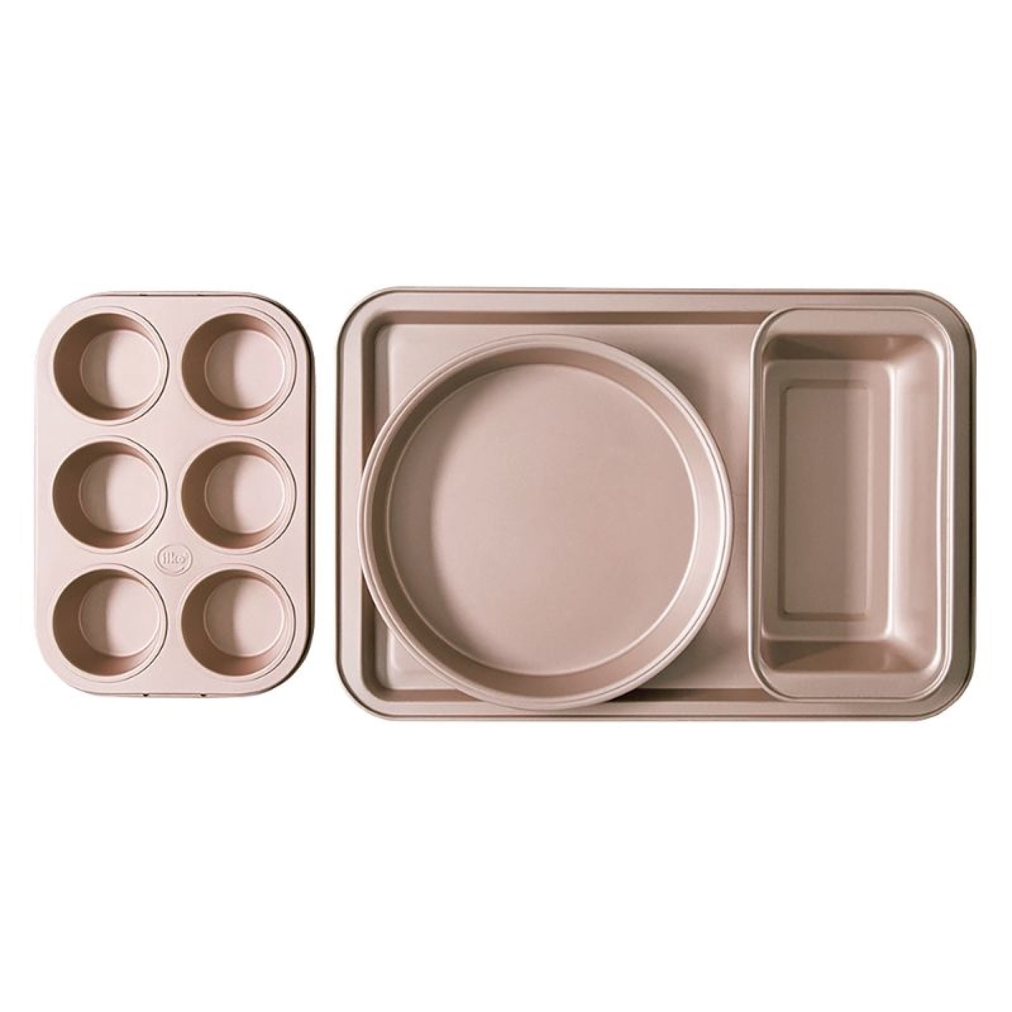 Set De Molde Antiadherentes Silver Gold 4 Piezas Acero Al Carbono Dorado