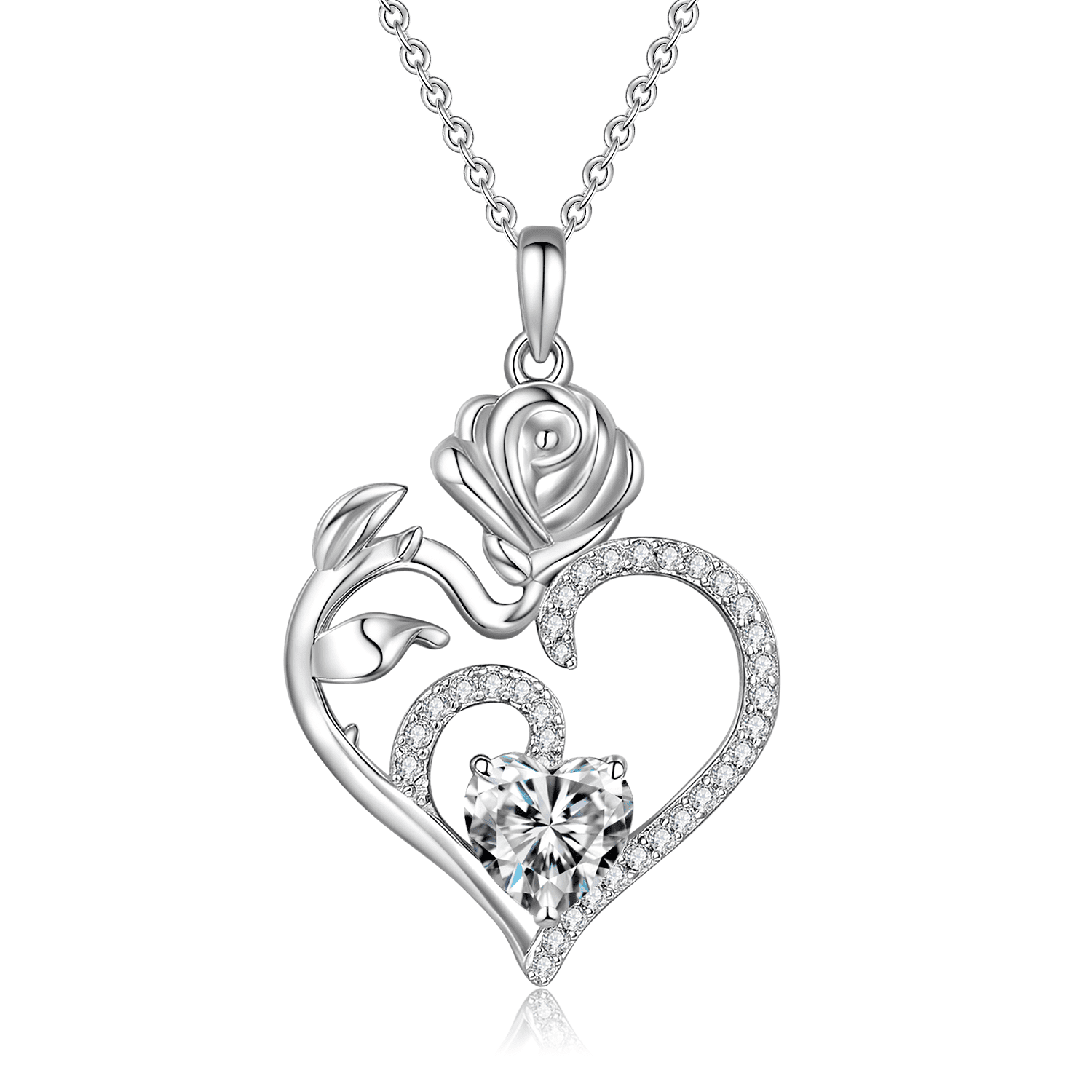 Heshpaws - Collar Con Colgante De Corazón De Plata De Ley