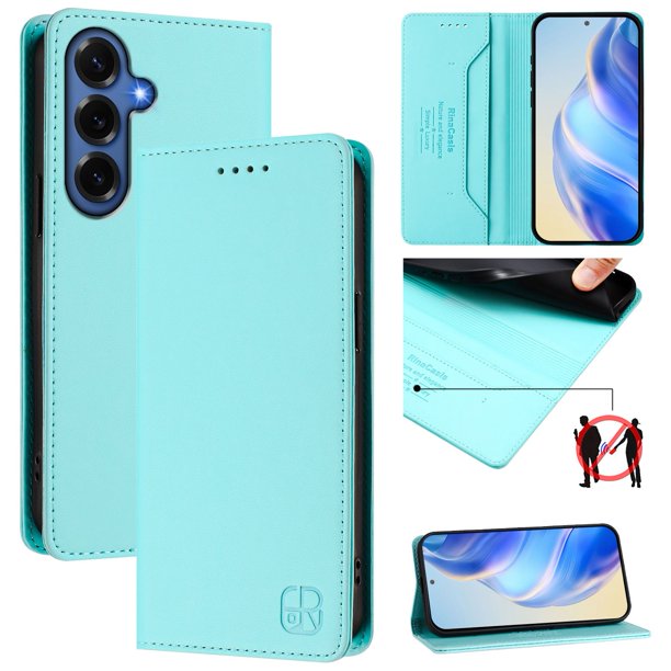 Funda Billetera con Soporte para Samsung Galaxy S26 Plus Bloqueo RFID Plegable Verde menta