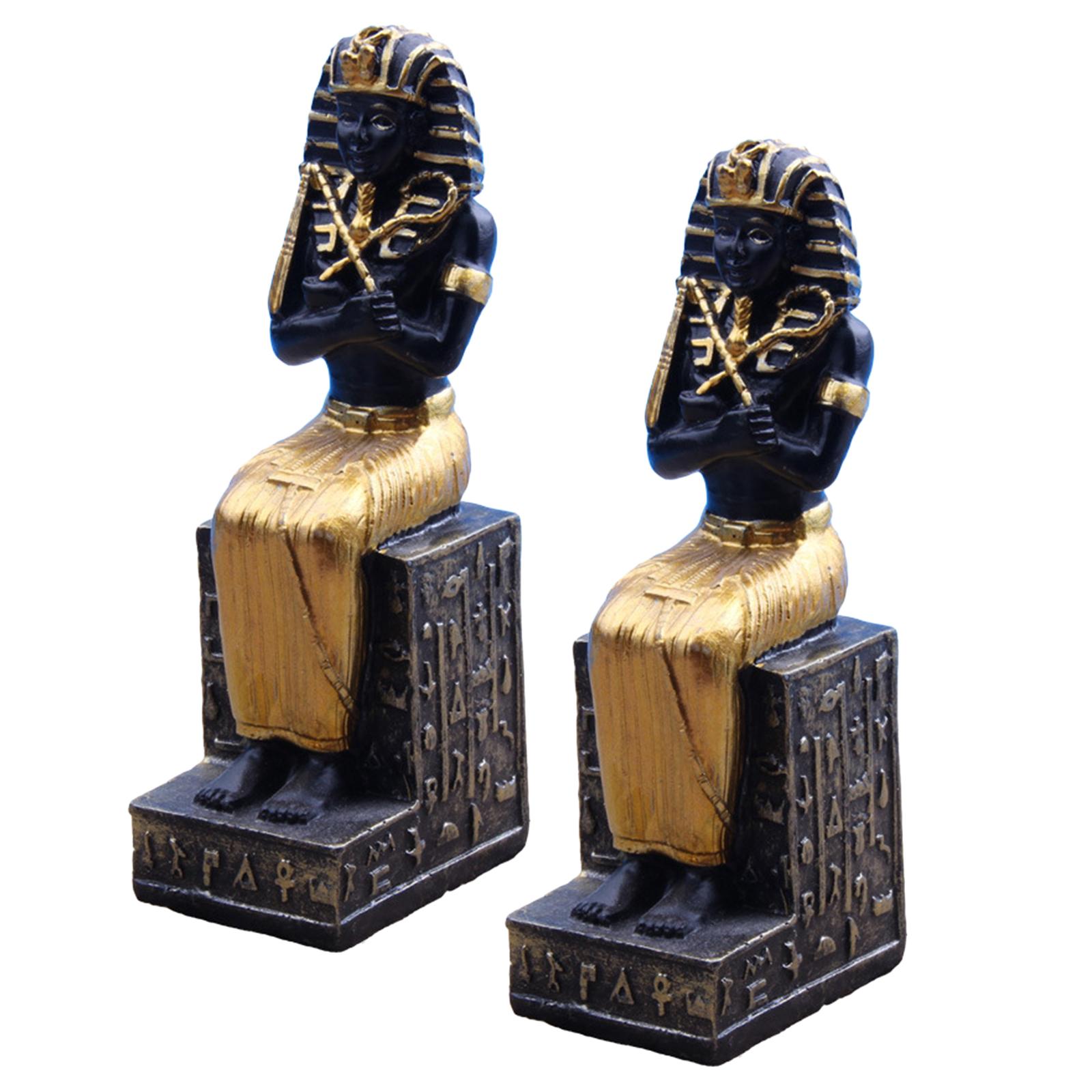 Bothyi - 2 Esculturas De Estatuilla De Faraón Egipcio De Resina Para Decoración De Mesa De Gabinete