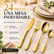thumbnail image 2 of Juego de Cubiertos Dorados Luxe 24 Piezas con Maletín Premium para 6 Personas, 2 of 10