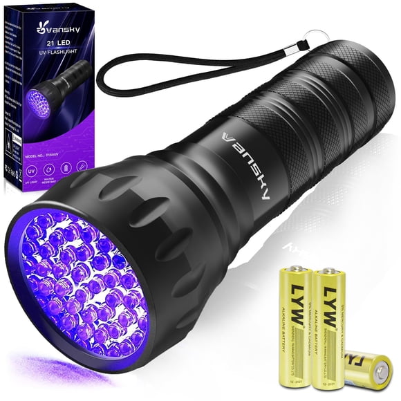 Linterna UV Vansky D16AUV de 21 LED, luz negra de 395 nm