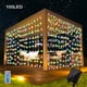 thumbnail image 1 of 1pc 300/200/100 LED Solar Curtain Light, Multiple Color Options, Outdoor Remote Control, 8 Lighting Modes Fairy Light, IP65 Waterproof Copper Wire Light, Christmas Party Wedding Family Bedroom Garden, 1 of 5