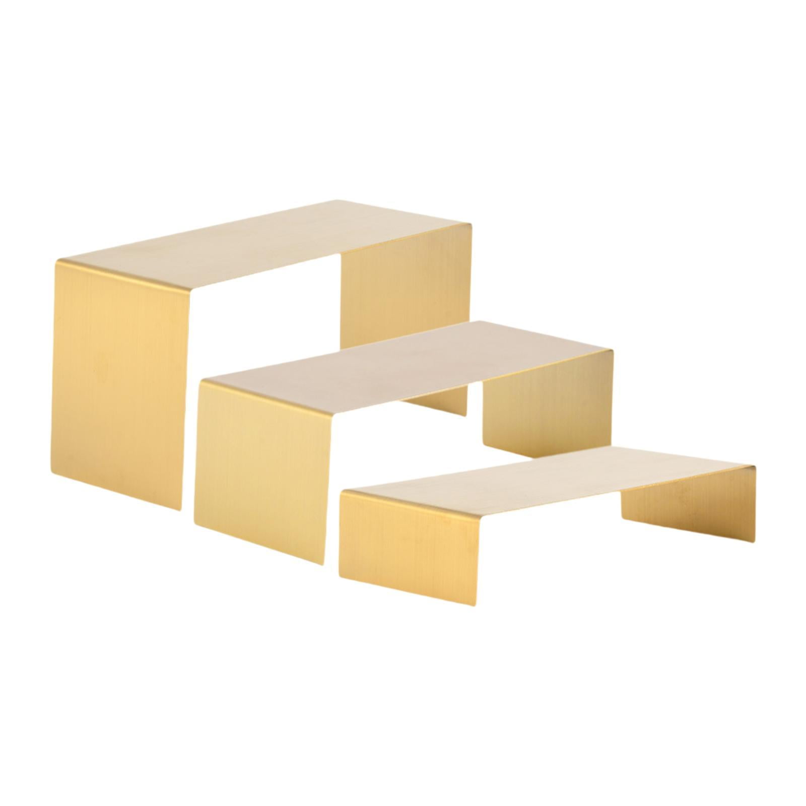 Magideal - 3 Uds Soportes De Exhibición Elevadores Estante De Exhibición De Acero Inoxidable Bolso Soporte De Exhibición De Zapatos Para Joyería Zapatos Juguetes Oro Cepillado
