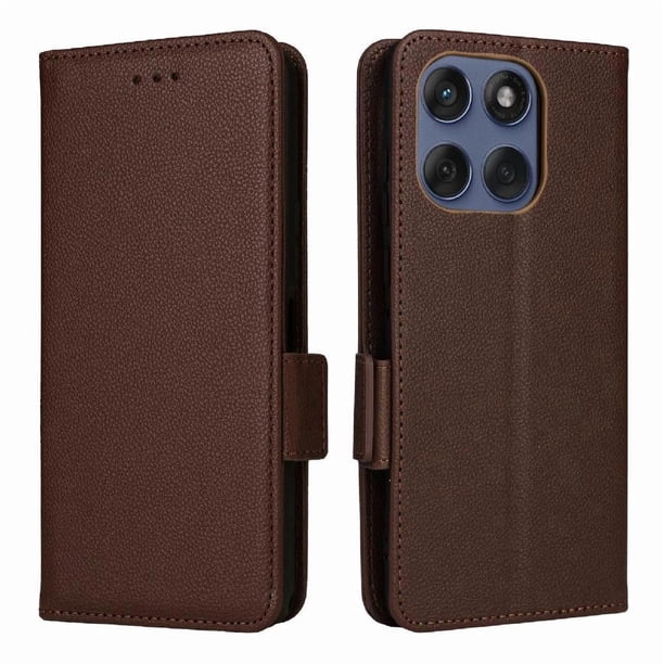 Funda Cartera para Motorola Moto Edge 60 Fusion Tapa Flip con Ranuras y Soporte Marrón