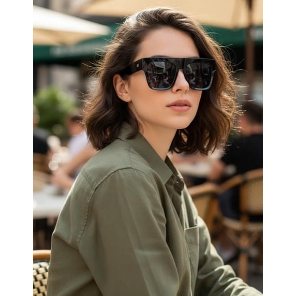 Lentes De Sol Mujer Marco Rectangulares Festivales Verano negro Talla Única